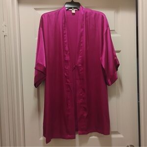 Victoria's Secret Women's Satin Kimono Robe Vibrant Magenta Relaxed Size S/M